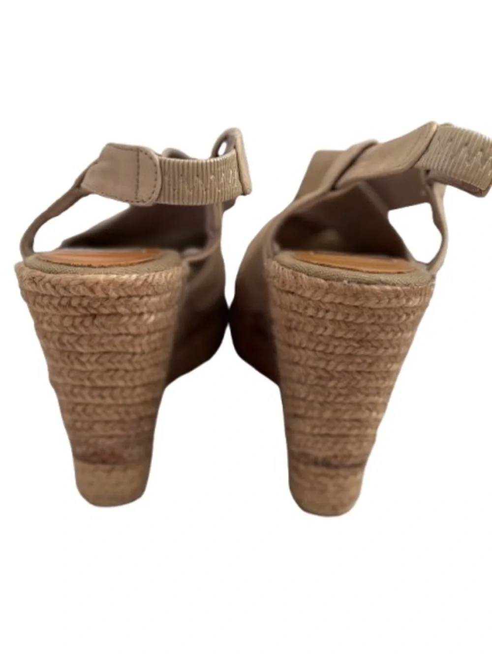 Kanna Espadrille Wedge Sandals Beige Leather Slingback Platform 40
